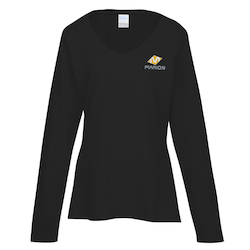 Team Favorite 4.5 oz. V-Neck Long Sleeve T-Shirt - Ladies' - Embroidered