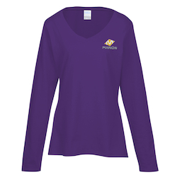 Team Favorite 4.5 oz. V-Neck Long Sleeve T-Shirt - Ladies' - Embroidered