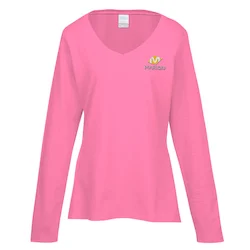 Team Favorite 4.5 oz. V-Neck Long Sleeve T-Shirt - Ladies' - Embroidered