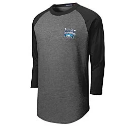 Colorblock 3/4 Sleeve Cotton Baseball T-Shirt - Embroidered