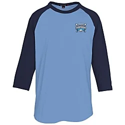 Colorblock 3/4 Sleeve Cotton Baseball T-Shirt - Embroidered