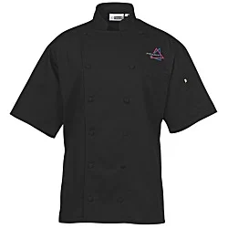 Twelve Cloth Button Short Sleeve Chef Coat with Mesh Back - 24 hr