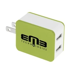 2 Port USB Folding Wall Charger - Metallic