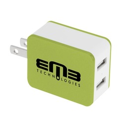 2 Port USB Folding Wall Charger - Metallic - 24 hr