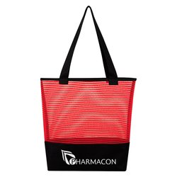 Sheer Mesh Pinstripe Tote Bag