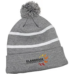 Striped Pom Pom Cuffed Beanie - 24 hr