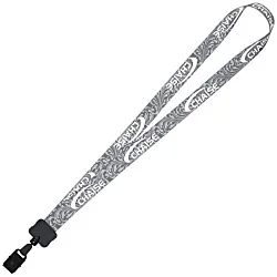 Dye-Sub Lanyard - 3/4" - 32" - Large Metal Bulldog Clip - Damask - 24 hr
