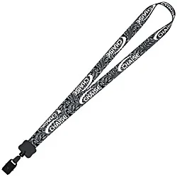 Dye-Sub Lanyard - 3/4" - 32" - Large Metal Bulldog Clip - Damask - 24 hr