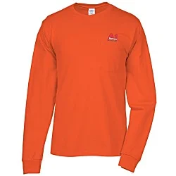 Hanes Authentic LS Pocket T-Shirt - Embroidered - Colors