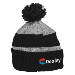 Pom Pom Melange Beanie with Ribbed Cuff - 24 hr