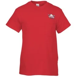 Gildan 5.3 oz. Cotton T-Shirt with Pocket - Men's - Embroidered