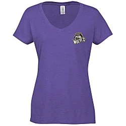 Optimal Tri-Blend V-Neck T-Shirt - Ladies' - Embroidered