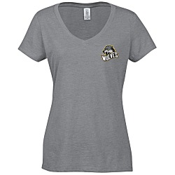 Optimal Tri-Blend V-Neck T-Shirt - Ladies' -  Embroidered