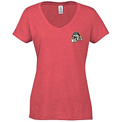 Optimal Tri-Blend V-Neck T-Shirt - Ladies' -  Embroidered