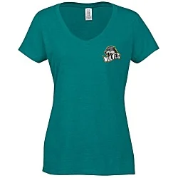 Optimal Tri-Blend V-Neck T-Shirt - Ladies' - Embroidered