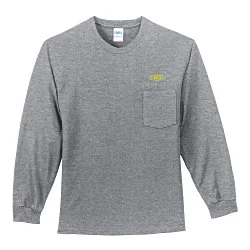 Port & Company Essential Long Sleeve Pocket T-Shirt - Embroidered