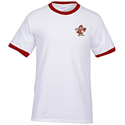 Classic Ringer T-Shirt - White - Embroidered