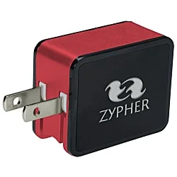 2 Port USB Folding Wall Charger - Light-Up Logo