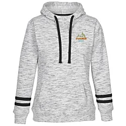 J. America Melange Stripe Sleeve Hoodie - Ladies' - Embroidered