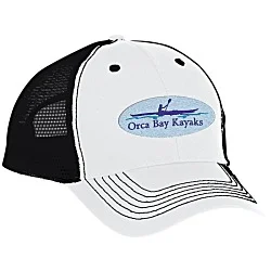 Color Accent Mesh Snapback Cap - Embroidered