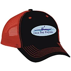 Color Accent Mesh Snapback Cap - Embroidered