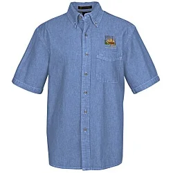 Washed Denim Short Sleeve Shirt - Men's