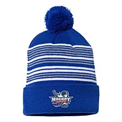 Multi-Stripe Pom Pom Knit Beanie