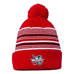 Multi-Stripe Pom Pom Knit Beanie
