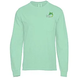 Comfort Colors Garment-Dyed 6.1 oz. LS Pocket T-Shirt - Embroidered