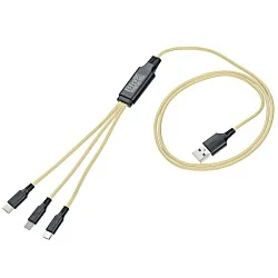 3' Metallic Charging Cable - Light-Up Logo