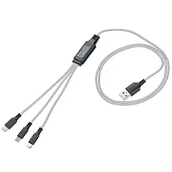 3' Metallic Charging Cable - Light-Up Logo