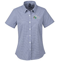 Microcheck Gingham SS Cotton Shirt - Ladies'