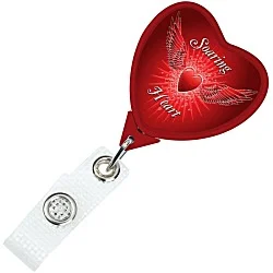 Jumbo Retractable Badge Holder with Antimicrobial Additive - 40" Heart - Label