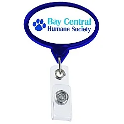Retractable Badge Holder - Oval - Chrome Finish - Label