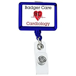 Retractable Badge Holder - Rectangle - Chrome Finish - Label