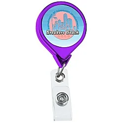Retractable Badge Holder - Round - Chrome Finish - Label