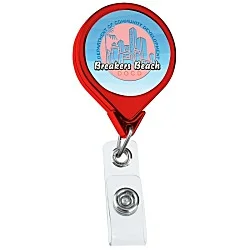 Retractable Badge Holder - Round - Chrome Finish - Label