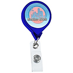 Retractable Badge Holder - Round - Chrome Finish - Label