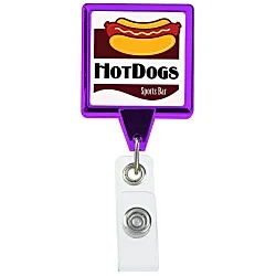 Retractable Badge Holder - Square - Chrome Finish - Label