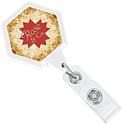 Jumbo Retractable Badge Holder - 40" - Hexagon - Label