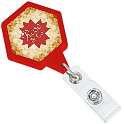 Jumbo Retractable Badge Holder - 40" - Hexagon - Label