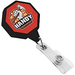Jumbo Retractable Badge Holder - 40" - Octagon - Label