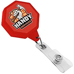 Jumbo Retractable Badge Holder - 40" - Octagon - Label