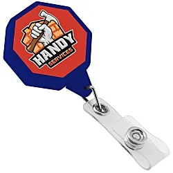Jumbo Retractable Badge Holder - 40" - Octagon - Label