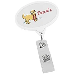 Jumbo Retractable Badge Holder - 40" - Oval - Opaque - Label