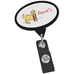 Jumbo Retractable Badge Holder - 40" - Oval - Opaque - Label