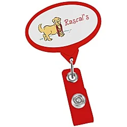 Jumbo Retractable Badge Holder - 40" - Oval - Opaque - Label