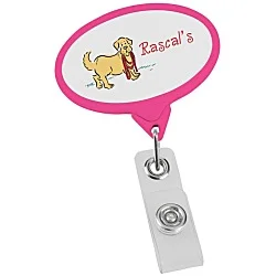 Jumbo Retractable Badge Holder - 40" - Oval - Opaque - Label