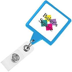 Jumbo Retractable Badge Holder - 40" - Square - Neon - Label