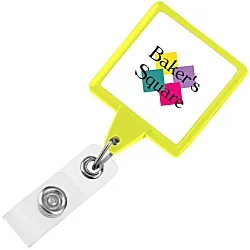 Jumbo Retractable Badge Holder - 40" - Square - Neon - Label